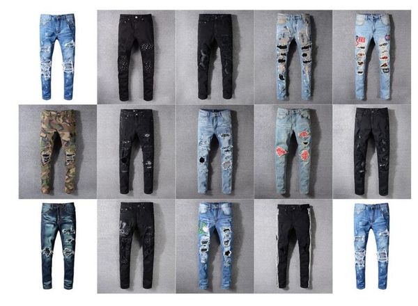 

designs brand jeans clothing designer pants road panther black soldier mens slim denim straight biker hole hip hop jeans men3515320, Blue