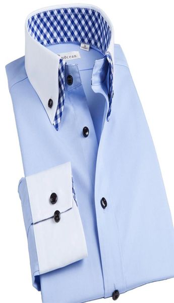 

deepocean men039s white shirt men039s long sleeve korean double collar shirt slim fit cotton business work4944014, White;black
