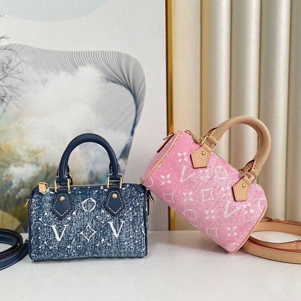 

denim handbag women shoulder designer bags leather letter nano speedy pillow bag zipper switch fashion crossbody bag mini wallet vintage wom