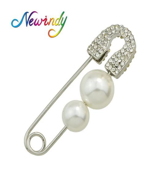 

whole 1pcs statement earrings hiphop jewelry silver color with rhinestone and simulated pearl pin shape hoop earring for women5280072, Golden;silver