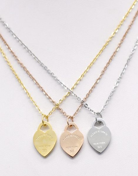 

fashion womens necklaces designer jewelry 18k gold plated woman stainless steel silver rose heart pendant necklace on the neck9475804
