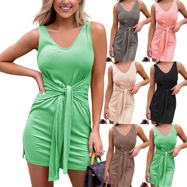 

summer womens short skirt style casual slimming strap close fitting pure color dress, Black;gray