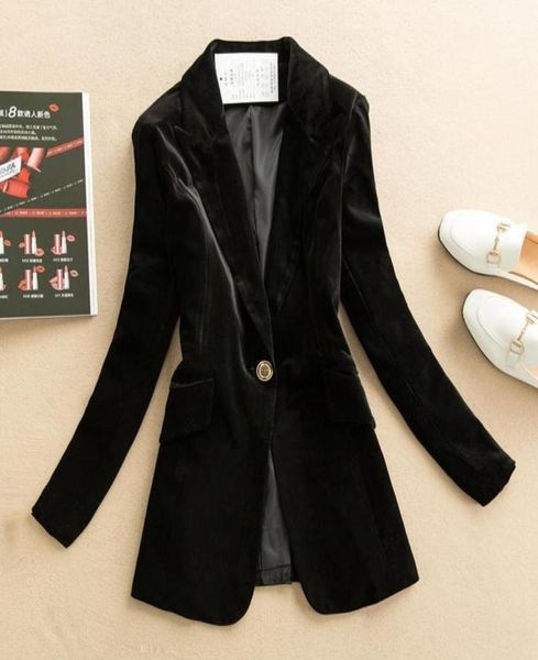 

plus size women039s autumn winter long blazer office ladies slim suit jacket female v neck single button solid casual outwear7409975, White;black