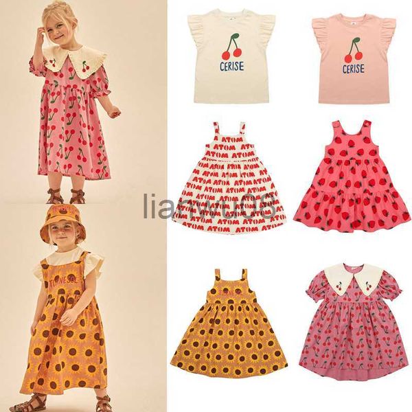 

girl's dresses kids dresses for girls 2023 new summer jelly brand baby casual linen cute print fashion cotton flower big girl outfit ve, Red;yellow