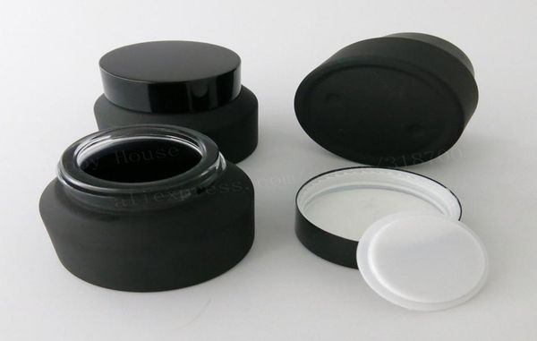

12 x 15g 30g 50g frost black amber glass cream jar with lids white seal insertion container cosmetic packaging glass cream pot4084749