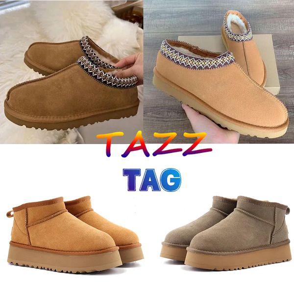 

with box designer women snow boots warm platform australian boot indoor australia tazz slipper house shoe winter lazy fur booties 35-44, Black