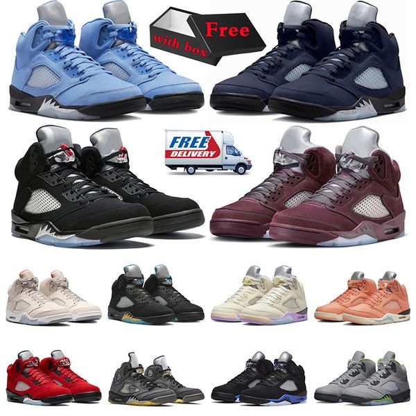 

jumpman 5 basketball shoes 5s unc mens trainers aqua burgundy georgetown light orewood brown green bean anthracite black metallic men sneake, White;red