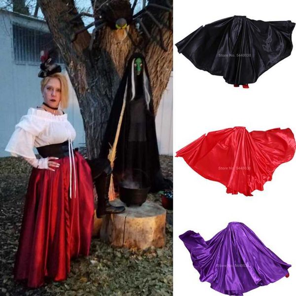 

theme costume gothic style women vampire witch cosplay comes medieval skirt satin smooth halloween carnival scary horror clothing l230804, Black;red