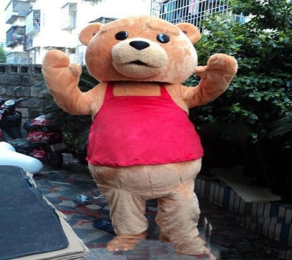 

2018 factory ted costume teddy bear mascot costume 2019017179349, Red;yellow
