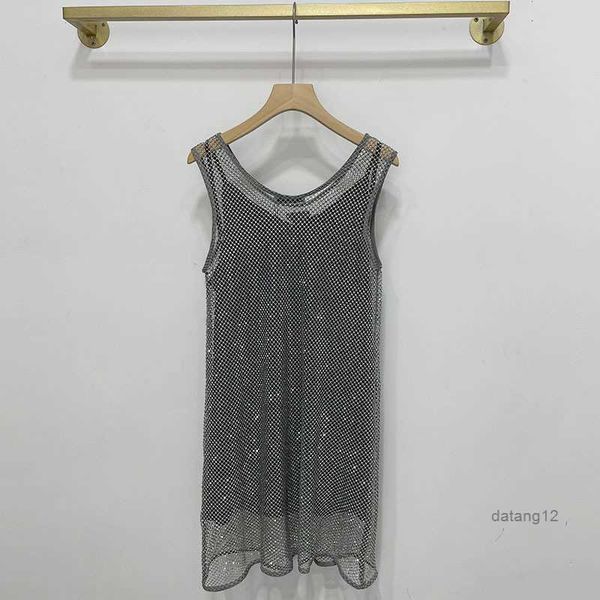 

triangle badge sleeveless womens black satin p-letter diamond sling vest rhinestone shiny hollow mesh dresses camis gift for girls clothing, White;black