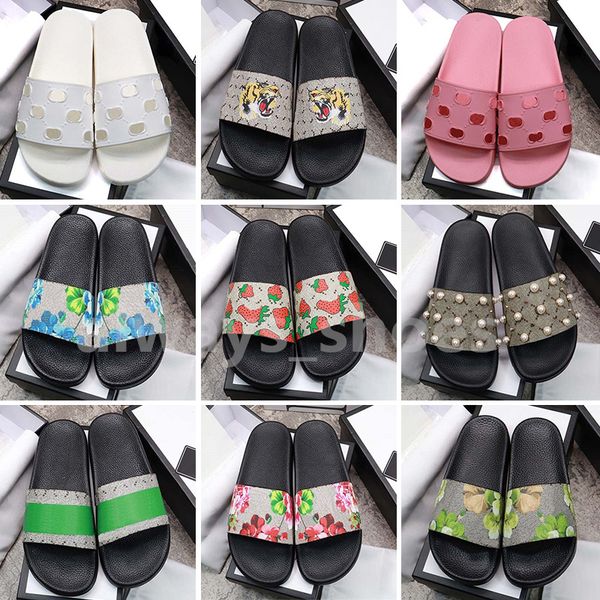 

designer slipper women fabric slides embroidered soft leather slippers triangle flats heel sandal summer beach slide with box 35-46 a82
