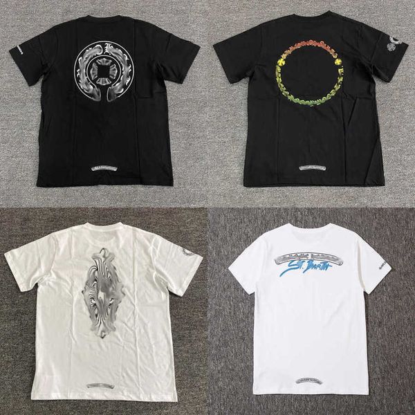 

classics luxury men's t shirt brand ch t-shirts designers men women tees fashion horseshoe sanskrit cross print cotton t-shirt casual, White;black
