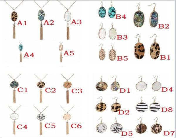 

leopard print abalone shell turquoise necklace geometric charms hexagon round earring charm dangle earrings jewelry for women4295303, Golden