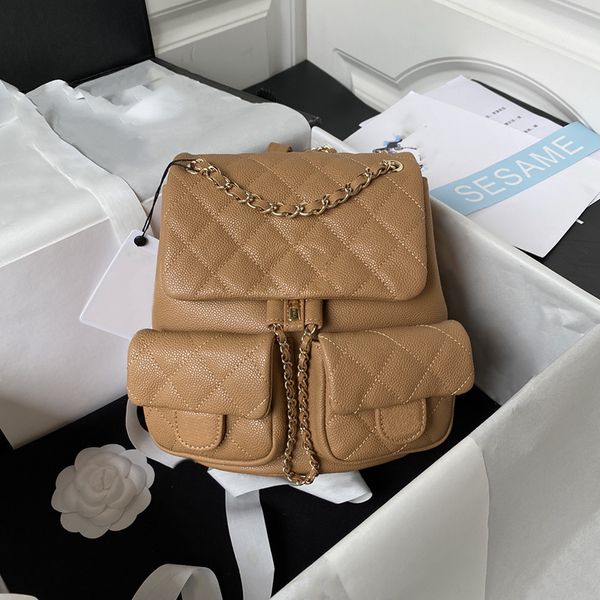 

luxury women leather backpack designer bag fashion calfskin/labmskin gold hardware shoulder bags lady dress tote bag small purse with box as