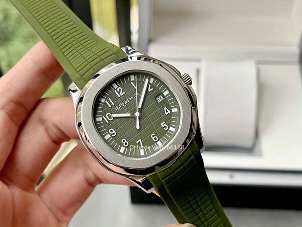 

designer watches grenade 2813 movement stable and precision steel curved watch chain imported green rubber pp orologio men's watch aqua, Slivery;brown