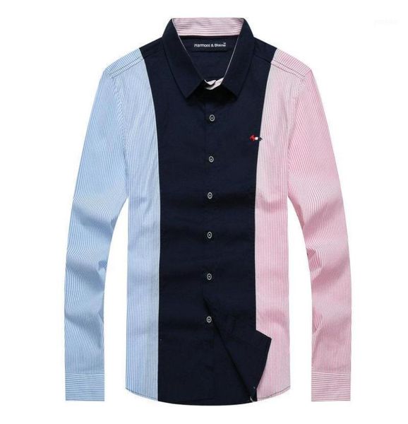 

men039s casual shirts fashion patchwork men long sleeved harmont blaine shirt slim fit male social business dress brand menmen56384558179, White;black