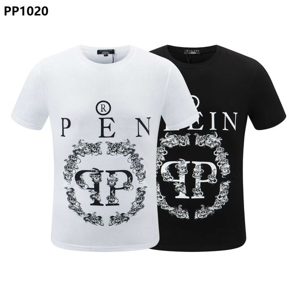 

new style phillip plain men t-shirt designer pp skull diamond t shirt short sleeve dollar brown bear brand o-neck skulls paris poloratf, White;black