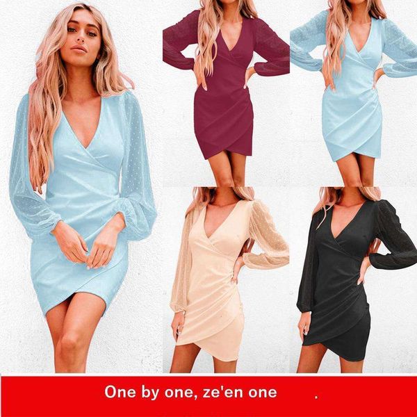 

autumn winter sell long sleeves v neck splicing jacquard slim fitting irregular cross dress short skirt women, Black;gray