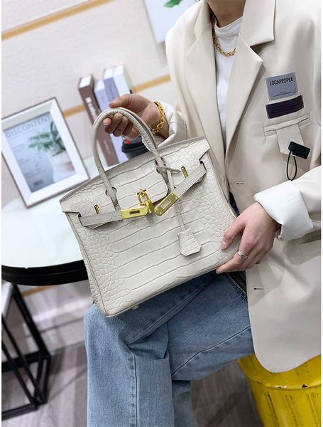 

brikis's h ermes tote bags for sale bag 30 inch crocodile pattern head layer leather handbag diagonal bag large capacity with real logo