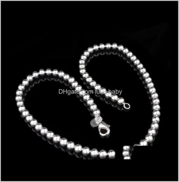 

beaded pendants drop delivery 2021 jewelry with 6mm 4mm sterling sier ball number 8mm 10mm sliver 925 solid round chains necklaces9833728, Silver