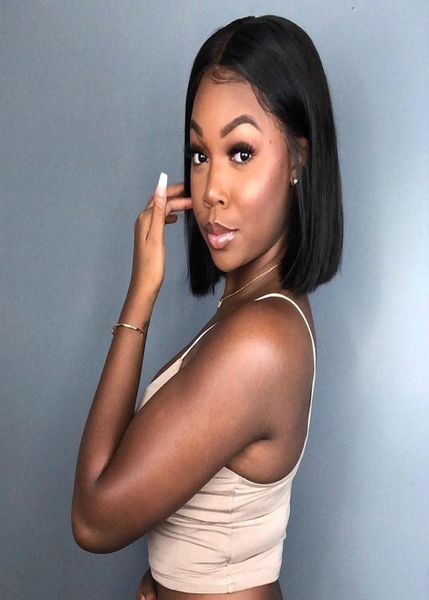 

short human hair wigs lace frontal wig straight bob lace front wigs brazilian lace front human hair wigs9982154, Black;brown