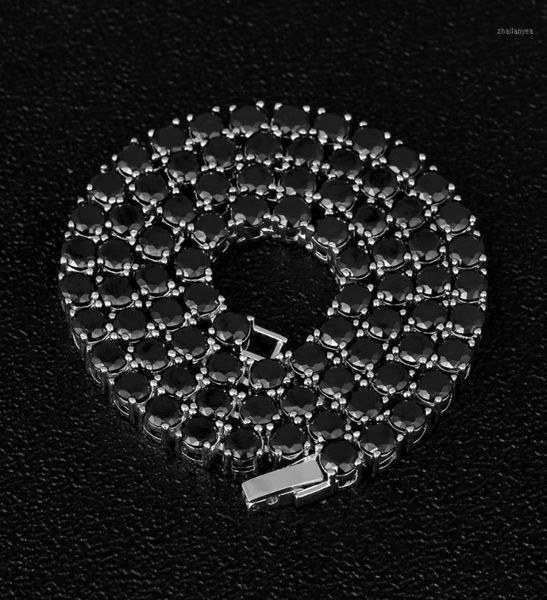 

dnschic iced out tennis necklace 5mm white gold chain line with black cz for men women hip hop jewelry rapper street fashion17662303, Silver