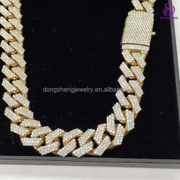 

custom luxury jewelry cuban chain 925 sterling silver 18mm 20mm iced out vvs moissanite hip hop cuban chain