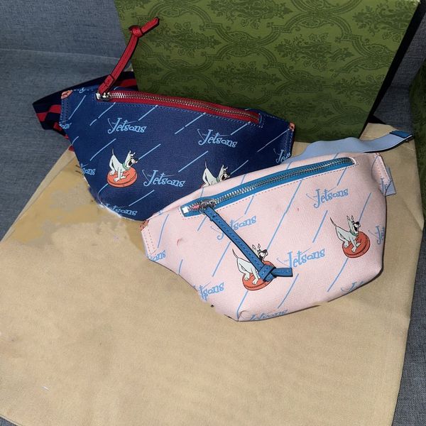 

designer kids cartoon letter printed fanny bag children chest backpacks waist bags boys girls single shoulder casual bag s0294v, Black