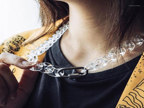 

chokers cool transparent chain acrylic lock choker necklace for women men hip hop cuban simple punk pendant trendy jewelry 18731987, Golden;silver
