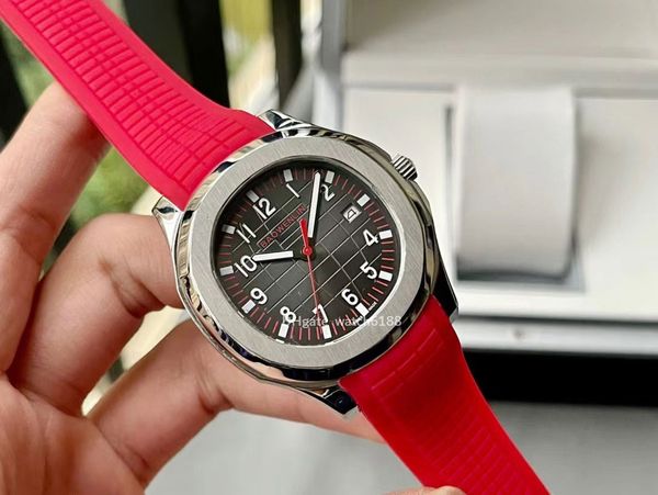 

luxury men's watch sports red rubber band gray gradient digital display luminous pointer calendar display automatic mechanical movement, Slivery;brown