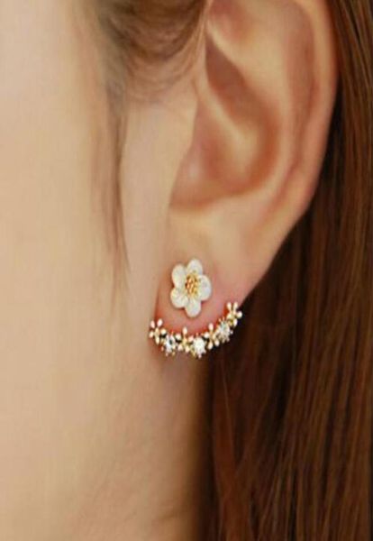 

ear jackets earings women jewelry gift fashion flower crystal earrings gold back cuff stud earrings6148024, Silver