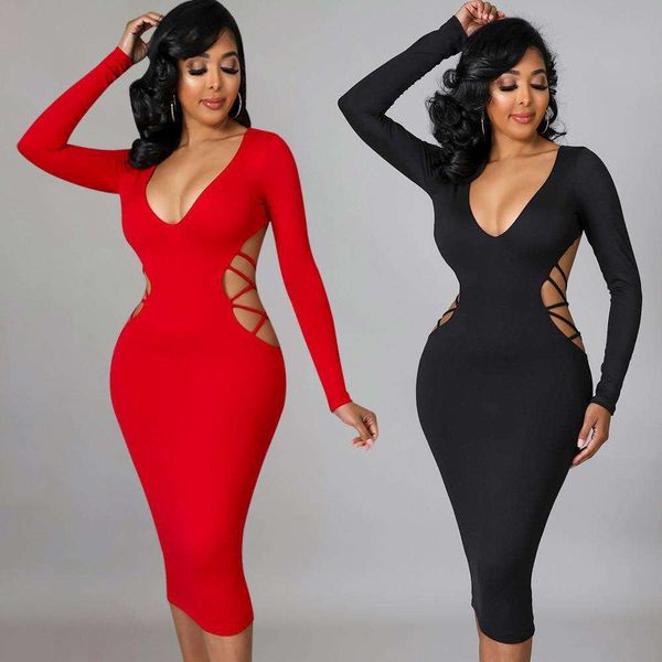 

womens fashional skinny backless v neck dress, Black;gray