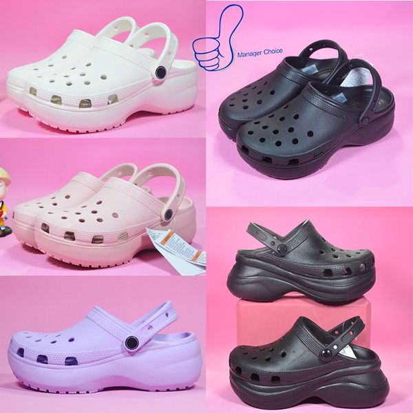 

croc classic bae pollex clog women designer sandals height increasing platform croos clogs crocodile stratus shoes thick bottom slippers hos, Black
