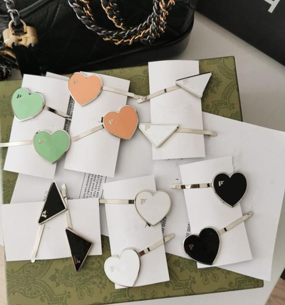 

2021 europe us fashion designers hair clip barrettes accessories pearl hairpin women girls black white green orange print letter s4709969, Golden;silver