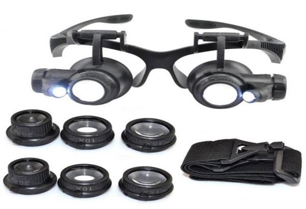 

10x 15x 20x 25x magnifying glass double led lights eye glasses lens magnifier loupe jeweler watch repair tools85907294008749