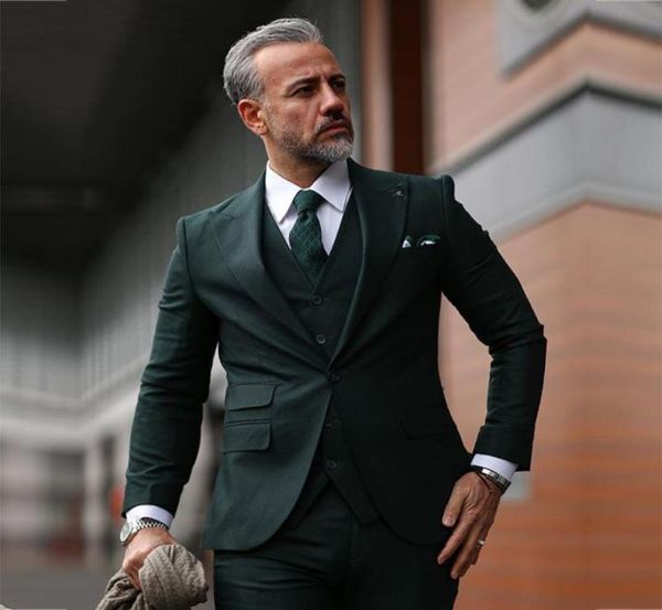 

spring thin formal army green mens groomsman suits 3 pieces set wedding jacketvestpants custom made latest fashion blazers men9656948, White;black