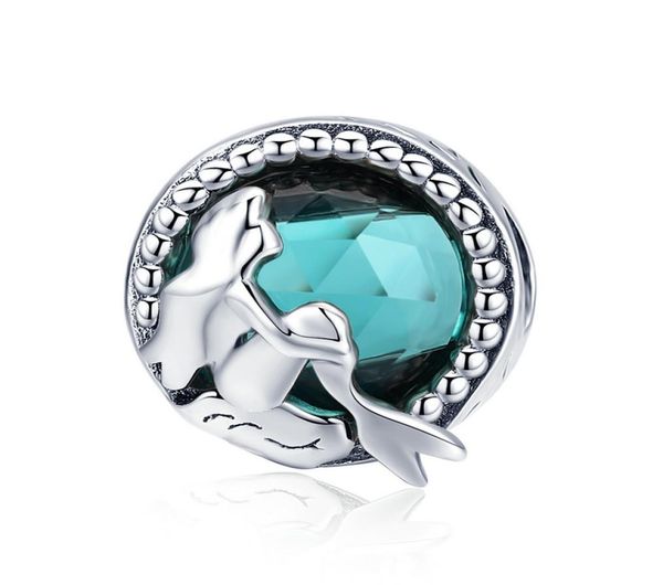 

large blue crystal mermaid diy charm beads fit european snap charm bracelet 100 genuine 925 sterling silver7587644, Bronze;silver