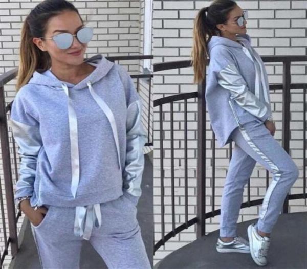 

2pcs women set ladies tracksuit hoodies sweatshirt pants sets lady leisure wear casual suit factory direct 227s9870939, Gray