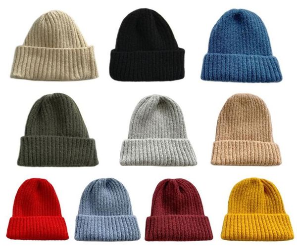 

ribbed knitted beanie hat solid candy color cuffed casual outdoor ski warm stretchy hip hop skull cap227w1897564