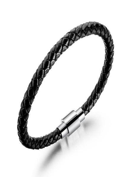 

fashion mens charm diy lover black leather braided bracelet magnetic buckle hip hop jewelry punk men handmade design bracelets for5738896, Golden;silver