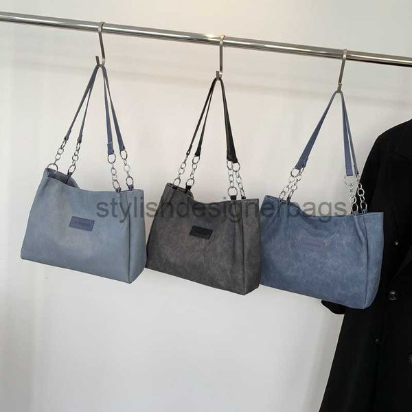 

shoulder bags large capacity blue bag for women's summer 2023 new frosted texture tote bag niche one shoulder bucket bagstylishdesigner