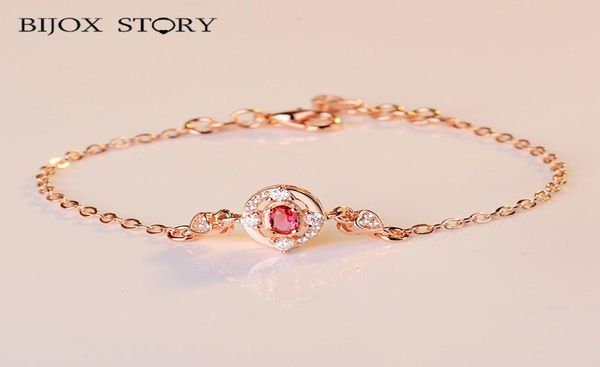 

bijox story fashion 925 sterling silver bracelet oval shape ruby fine jewellery for women wedding anniversary promise party gift3467573, Golden;silver