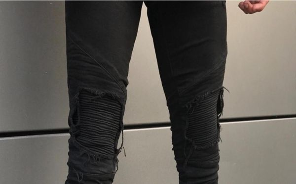 

fashionmen feet pants zip black skinny jeans men designer ripped denim jeans casual cotton stretch jean male slim fit high street6639083, Blue
