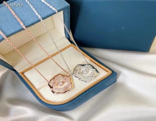 

luxury brand pendant necklaces s925 sterling silver hollow rose flower charm short chain designer jewelry for women9543798