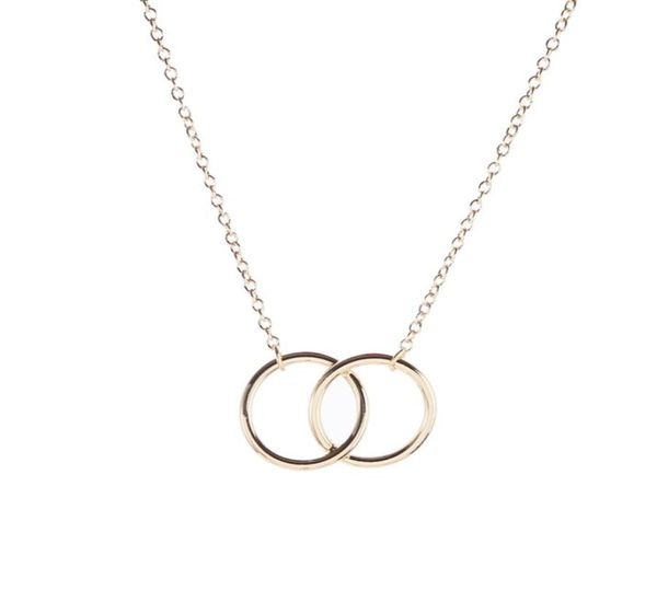 

double circle simple geometric necklace gold silver double ring alloy pendant stainless steel ladies jewelry gift2923446