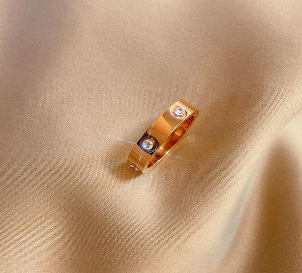 

2021 gold stainless steel love ring with crystal jewelry men wedding promise rings for female women gift engagement with box7708322, Silver