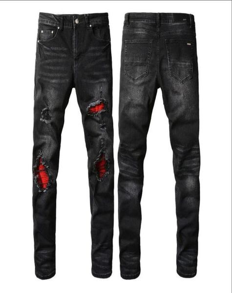 

clothing jeans men women panther print army green long distrressed cotton rabbit sticker embroidery slim denim straight biker skin6775889, Blue