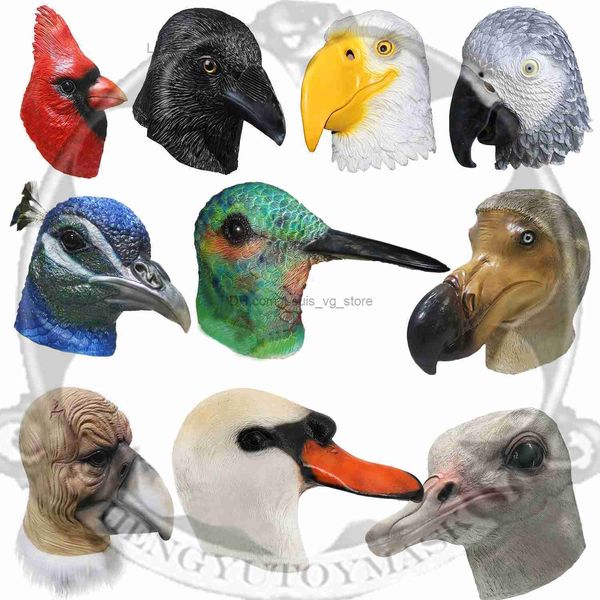 

latex full head animal bird dove dodo parrot pigeon crow masquerade props mask t230806