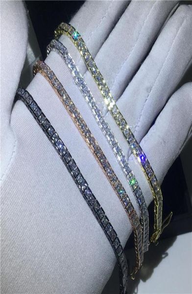 

vecalon 4 colors tennis bracelet princess cut diamond white gold filled party wedding bracelets for women men jewelry35899579621461, Black