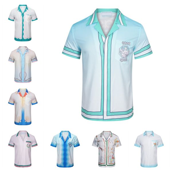 

designer fashion t shirt hawaii floral letter print beach shirts men's silk bowling shirt casual men summer short sleeve loose asia siz, White;black